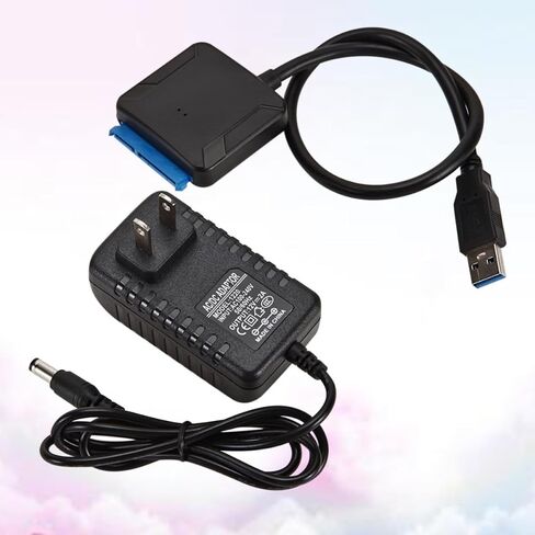 ARTIBETTER USB 3.0 with Plug and Play Function to Serial Ata Hard Drive Adapter Cable 12v 2a Power Supply, Easy to Carry Black Plastic Converter Cord for 3.5 Inch Laptop HDD in Kuwait