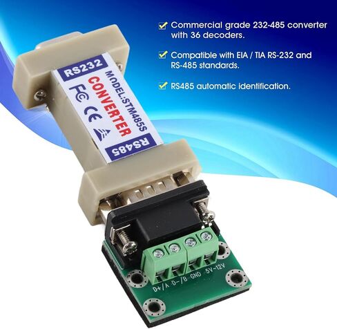 RS232 to RS485 Converter, 36 Decoders Professional Data Adapter, Signal Transmission Module with Automatic Identification, Ideal for RS485 Communication in Saudi Arabia