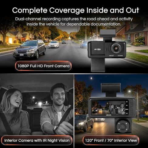 Minolta MNCD340WN 2View Dash Camera 1080P HD w/Interior Cam (Black) in Saudi Arabia