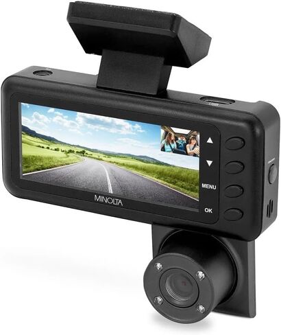Minolta MNCD340WN 2View Dash Camera 1080P HD w/Interior Cam (Black) in Saudi Arabia