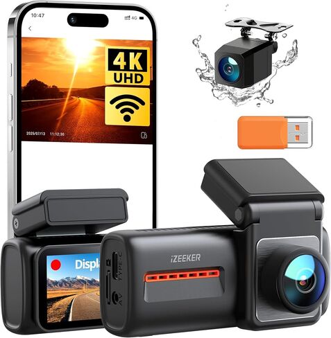 iZEEKER 4K Dash Cam Front and Rear, 4K+1080P Wireless Dash Camera for Cars in Saudi Arabia