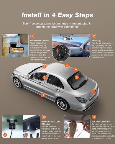 iZEEKER 4K Dash Cam Front and Rear, 4K+1080P Wireless Dash Camera for Cars in Saudi Arabia