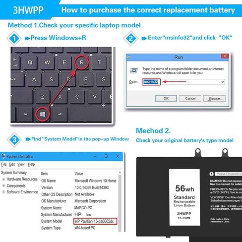 68Wh 3HWPP 03HWPP Laptop Battery Replacement for Dell Latitude 5410 5510 5501 5401 5411 5511 Precision 3541 3550 3551,Inspiron 7706 2-in-1, 17 7500 7506 2-in-1 Black 10X1J N2NLL 1VY7F 451-BCMN in Kuwait
