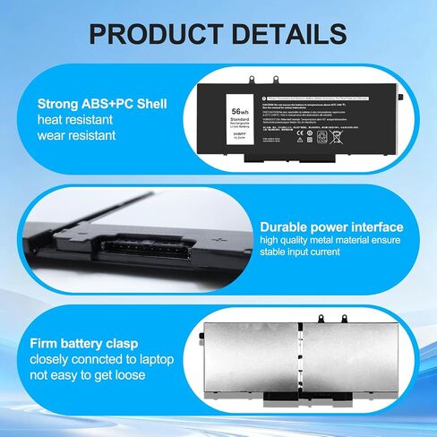 68Wh 3HWPP 03HWPP Laptop Battery Replacement for Dell Latitude 5410 5510 5501 5401 5411 5511 Precision 3541 3550 3551,Inspiron 7706 2-in-1, 17 7500 7506 2-in-1 Black 10X1J N2NLL 1VY7F 451-BCMN in Kuwait