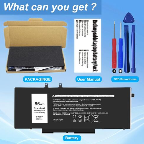 68Wh 3HWPP 03HWPP Laptop Battery Replacement for Dell Latitude 5410 5510 5501 5401 5411 5511 Precision 3541 3550 3551,Inspiron 7706 2-in-1, 17 7500 7506 2-in-1 Black 10X1J N2NLL 1VY7F 451-BCMN in Kuwait