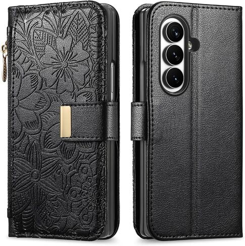Cases Compatible with Galaxy Z Fold8 Ultra Case for Women with Card Holder Retro Embossed Flower Zipper Flip Cover for Samsung Galaxy Z Fold8 Ultra Purple in Saudi Arabia