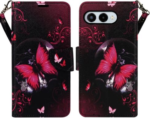 Zase for T-Mobile Metro REVVL 8 5G Wallet Phone Case [RFID Blocking] ID Credit Card Money Holder Pouch PU Leather Flip Folio Cover Purse Magnetic Lock w/Kickstand Wrist Strap (Pink Cherry Blossom) in Saudi Arabia