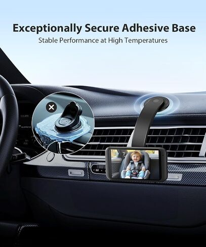 LUCKVIEW 17mm Ball Mount for Baby Car Camera - Adjustable Bendable Monitor Stand with Strong Adhesive Base, 360° Rotation, Fits Car Seat Monitor/Backup Camera/Dash Cam, Easy Install in Saudi Arabia
