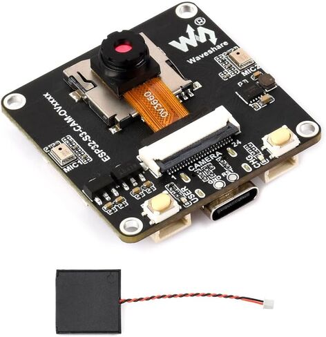 Waveshare ESP32-S3 AIoT Camera Development Board, Integrated Audio Input and Output Module, Supports Connecting External Display, Image Capture & Recognition and AI Speech Interaction Support, OV3660 in Kuwait