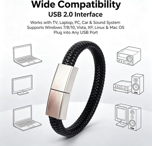 USB Flash Drive Leather Bracelet, 128GB Hidden Jump Drive Memory Stick in Saudi Arabia