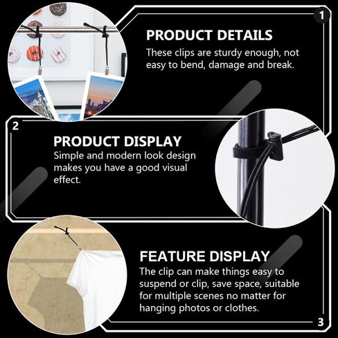 4 Pcs Black Nylon Backdrop Clips with Elastic Bands for Photo Display in Saudi Arabia