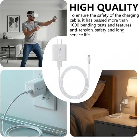 AC Power Supply Adapter Charger with 1.5m Charging Cord Compatible for Oculus Quest 2/Quest 2 Pro/Quest 1 - White in Saudi Arabia