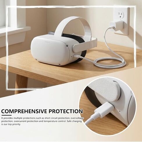 AC Power Supply Adapter Charger with 1.5m Charging Cord Compatible for Oculus Quest 2/Quest 2 Pro/Quest 1 - White in Saudi Arabia