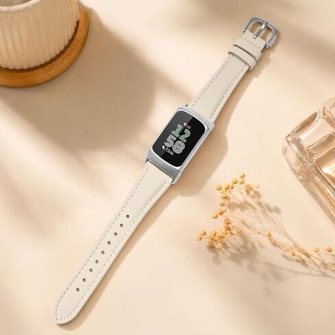Slim Leather Band Compatible with Fitbit Charge 5/Fitbit Charge 6 Watch Band,Soft Genuine Leather Adjustable Sport Straps for Women Men in Saudi Arabia