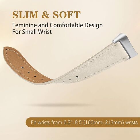 Slim Leather Band Compatible with Fitbit Charge 5/Fitbit Charge 6 Watch Band,Soft Genuine Leather Adjustable Sport Straps for Women Men in Saudi Arabia
