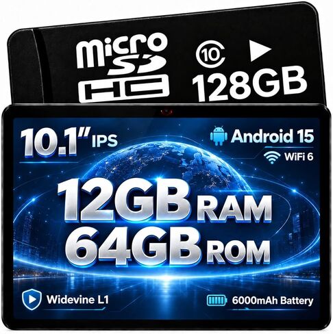 Tablet Android 15 Tablet 10.1 in: 12GB RAM + 64GB ROM/128GB Card, up to 2TB in Kuwait