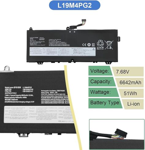 بطارية كمبيوتر محمول L19L4PG2 L19D4PG2 L19M4PG2 لجهاز Lenovo ThinkPad C13 Yoga الجيل الأول من سلسلة Chromebook، IdeaPad Flex 5-1470 1570 CB-13IML Series SB10X63137 SB10X63139 SB10X63140 (7.68 فولت 51 وات) in Kuwait