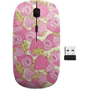 2.4GHz USB Wireless Mouse, Sketch Strawberry Raspberry Vintage Style Pattern, Ergonomic Slim Computer Mice for Kids in Kuwait