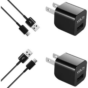 Genuine Charging Kit Compatible with T-Mobile REVVL Tab Folding Blade Upgraded 1A Travel Plus Detachable HiPower USB-C Data Sync Cable! (2 Pack/Black) in Saudi Arabia