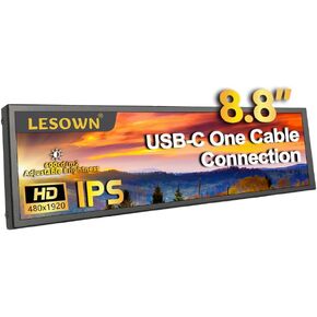 شاشة LCD من النوع C بشريط ممتد مقاس 8.8 بوصة بدقة 1920 × 480 IPS وشريط طويل وواسع وشاشة فرعية خارجية لأجهزة الكمبيوتر الشخصية التي تعرض كلمات الأغاني in Kuwait