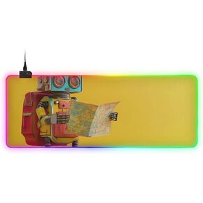 Cute Robot RGB Mousepad Led Mouse Pad, Large Gaming Mouse Pad, Large Led Keyboard Pad 15 Light Modes in Saudi Arabia
