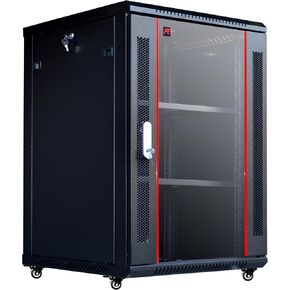 Sysracks 18U450mm Wall Mount Network IT Server Cabinet Enclosure Rack HQ Fully Equipped !! Free! Shelf, Cooling Fan, 8-Way PDU, Wheels & More (Black) in Saudi Arabia