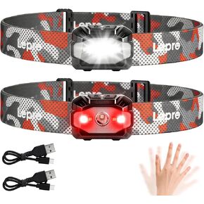 Lepro Dual Power Headlamp USB-C Charge & AAA Battery Motion Sensor 2 Pack in Kuwait