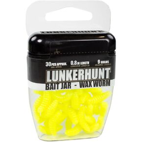 دودة الشمع LUNKERHUNT لصيد الأسماك مع رائحة الطعم الفريدة الجذابة | جرة دودة طعم سمك السلمون المرقط 30 قطعة | ديدان بلاستيكية ناعمة متينة وواقعية لصيد سمك الجير والسلمون المرقط in Kuwait