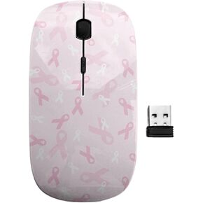 2.4GHz USB Wireless Mouse, Breast Cancer Awareness Pink Ribbon Pattern, Ergonomic Slim Computer Mice for Kids in Kuwait