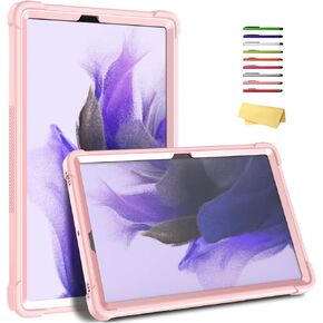 for Samsung Galaxy Tab S8 Plus 2022/S7 FE 5G 2021/S7 Plus 2020 Tablet 12.4 inch Case with S Pen Holder/Kickstand/Hard Shockproof Silicone Rugged Stand Cover for Tab S8+/S7+/S7 FE, Red in Saudi Arabia