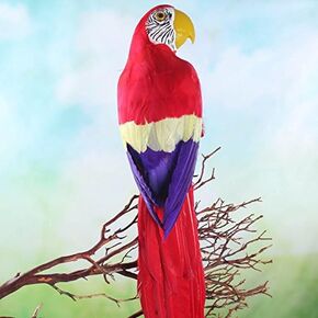 Tropical Red Feathered Macaw – Artificial Parrot Bird for Beach‑Theme in Saudi Arabia