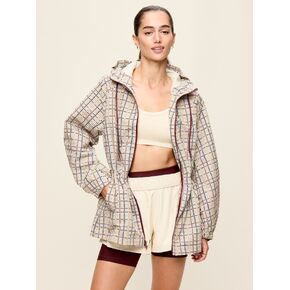 Old Navy Oversized Rounded-Sleeve Anorak - Cream Plaid in Kuwait