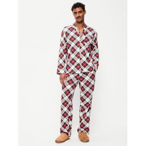 Old Navy Flannel Pajama Set for Men - White Plaid (Match the Fam!) in Kuwait