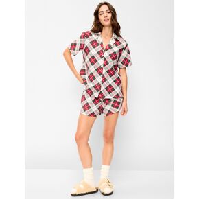 طقم بيجامة قصير من الفلانيل من Old Navy للنساء - أبيض منقوش (يتوافق مع الشهرة!) in Kuwait