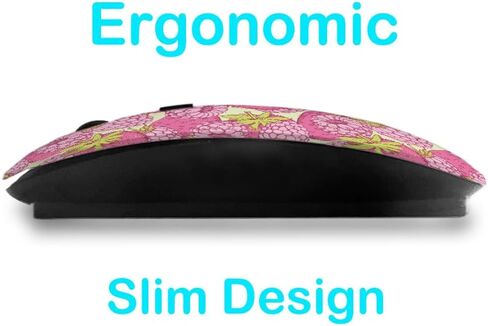 2.4GHz USB Wireless Mouse, Sketch Strawberry Raspberry Vintage Style Pattern, Ergonomic Slim Computer Mice for Kids in Kuwait