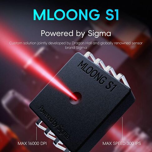 ماوس ألعاب لاسلكي MLOONG MX301، مستشعر بصري للرياضات الإلكترونية 16000 نقطة لكل بوصة، خفيف الوزن للغاية 56 جرام، عمر بطارية 140 ساعة، وضع بلوتوث 5.2 و2.4 جيجا مزدوج، برنامج تشغيل الويب للاعب الكمبيوتر/Mac/الكمبيوتر المحمول in Kuwait