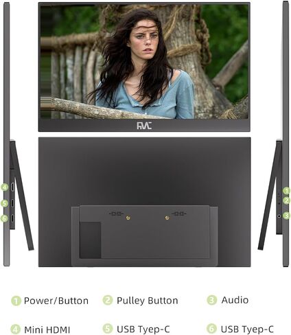 15.6" Wireless Portable Monitor 1080P FHD IPS 100% sRGB, Built-in Kickstand Second Screen for Laptop, AirPlay & Miracast Wireless Casting, USB-C HDMI Plug and Play External Display for PC Phone in Saudi Arabia