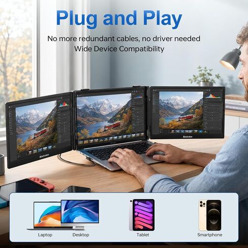 Blackview Laptop Screen Extender 14" FHD 1080P IPS Triple Monitor TÜV SÜD in Saudi Arabia
