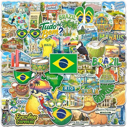 200PCS Brazil Stickers, Waterproof Brazilian Travel Vinyl Decals in Kuwait