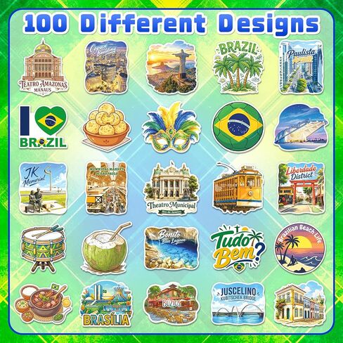 200PCS Brazil Stickers, Waterproof Brazilian Travel Vinyl Decals in Kuwait