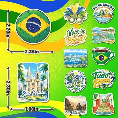 200PCS Brazil Stickers, Waterproof Brazilian Travel Vinyl Decals in Kuwait