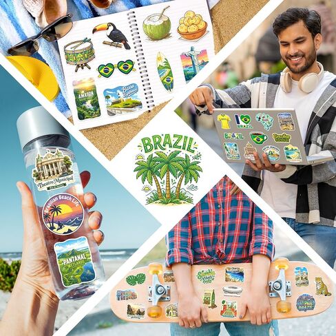 200PCS Brazil Stickers, Waterproof Brazilian Travel Vinyl Decals in Kuwait