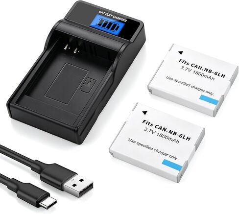 2 Pack NB-6L NB-6LH Battery,Single Charger for Canon Powershot SX500 is,S90 in Saudi Arabia