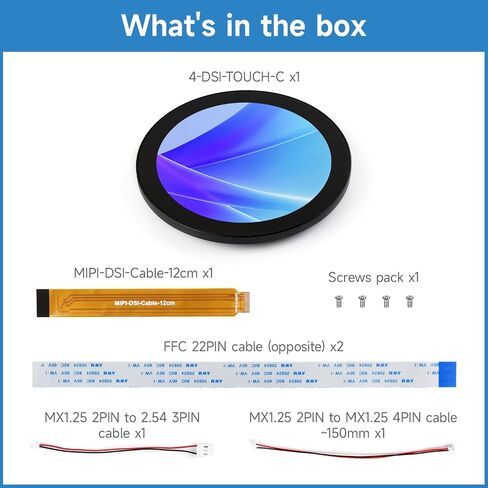 KLAYERS 4-Inch Round DSI Capacitive Touch Display, 720x720 IPS Panel, Up to 10-Point Multi-Touch,Compatible with Raspberry Pi OS in Kuwait