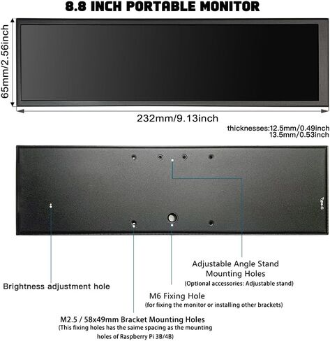 شاشة LCD من النوع C بشريط ممتد مقاس 8.8 بوصة بدقة 1920 × 480 IPS وشريط طويل وواسع وشاشة فرعية خارجية لأجهزة الكمبيوتر الشخصية التي تعرض كلمات الأغاني in Kuwait