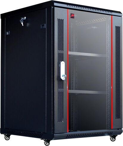 Sysracks 18U450mm Wall Mount Network IT Server Cabinet Enclosure Rack HQ Fully Equipped !! Free! Shelf, Cooling Fan, 8-Way PDU, Wheels & More (Black) in Saudi Arabia