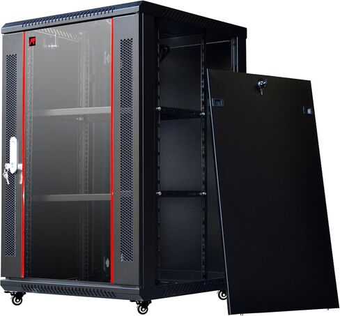 Sysracks 18U450mm Wall Mount Network IT Server Cabinet Enclosure Rack HQ Fully Equipped !! Free! Shelf, Cooling Fan, 8-Way PDU, Wheels & More (Black) in Saudi Arabia