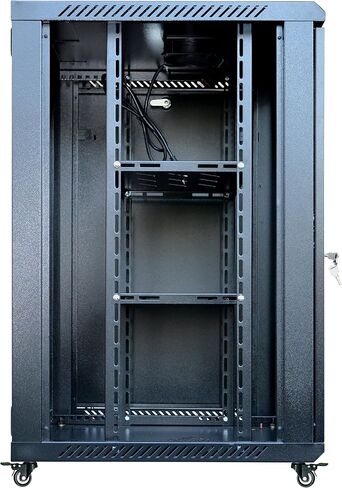 Sysracks 18U450mm Wall Mount Network IT Server Cabinet Enclosure Rack HQ Fully Equipped !! Free! Shelf, Cooling Fan, 8-Way PDU, Wheels & More (Black) in Saudi Arabia