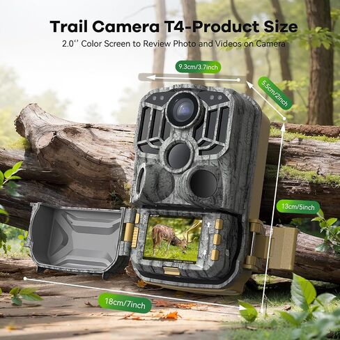 كاميرا DEATTI Trail بدقة 48 ميجابكسل بدقة 4K مع 8 بطاريات وبطاقة SD سعة 32 جيجابايت، واتصال بلوتوث واي فاي، وكاميرات تريل مع حركة رؤية ليلية نشطة مقاومة للماء للحياة البرية والغزلان في الهواء الطلق، وقت تشغيل 0.1 ثانية in Kuwait