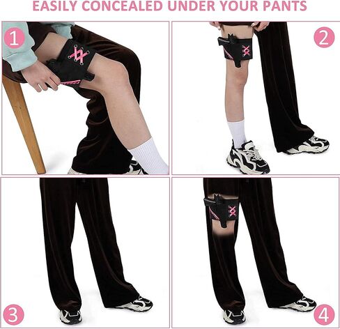 Conceal Carry Ankle Holster Gun Thigh Holster Leg for Women Sexy Hi'd'den Under Dress/Shorts Adjustable Ladies Pistol Holster Tactical for Weapons 380 Revolver Bag,Pink in Saudi Arabia